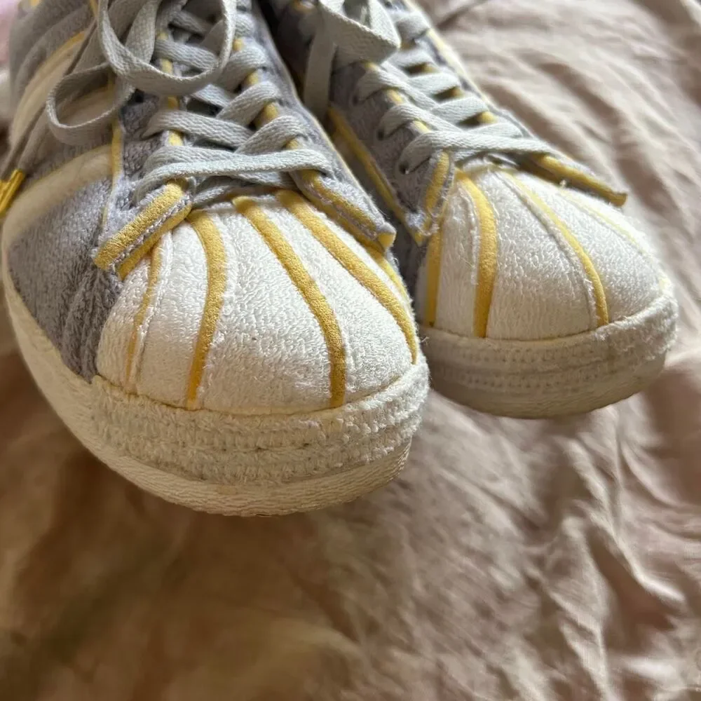 Adidas Superstar Grey Yellow Terry Cloth Sneakers Men’s Size 11